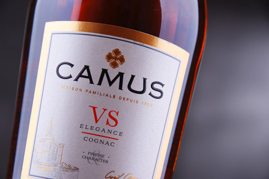 Bottle of Camus, a brand cognac from Cognac, France