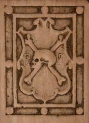 skull and bones in an historical grave