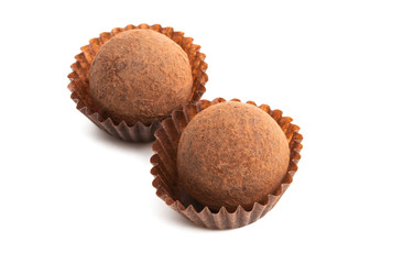 chocolate truffles isolated