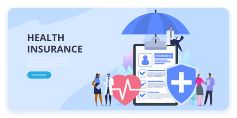 Fototapeta na wymiar Health insurance protection. Healthcare concept. Vector illustration flat design style