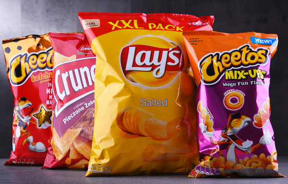 Packets of popular brands of snack food