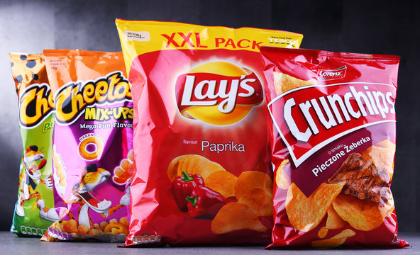 Packets of popular brands of snack food