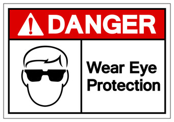 Danger Wear Eye Protection Symbol Sign ,Vector Illustration, Isolate On White Background Label. EPS10
