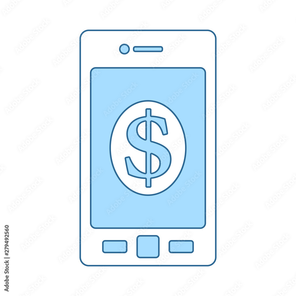 Wall mural smartphone with dollar sign icon