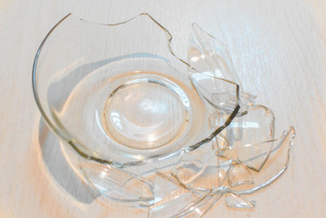Glass cups spread on the floor