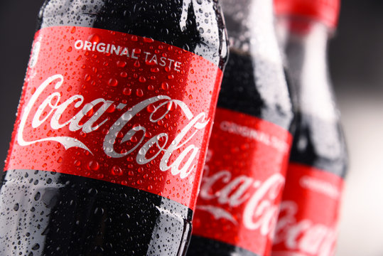 Bottles of carbonated soft drink Coca Cola