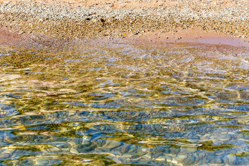 Pure calm sea water and coastline as background