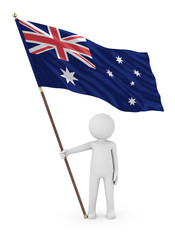Australian Patriot holding flag of Australia 3D Rendering