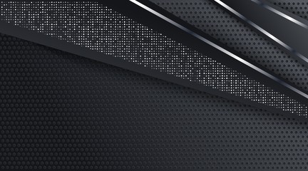 Abstract Black Metallic Silver Frame Layout Tech Design Background Template