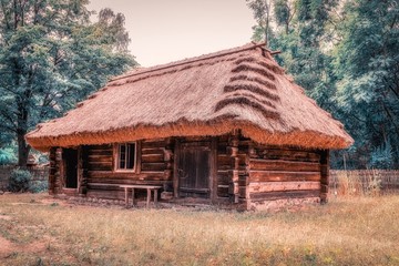 Fototapeta na wymiar wiejska chata drewniana