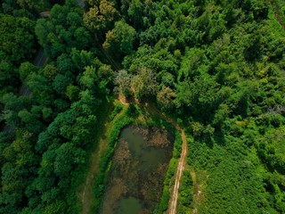 Aerial view of countryside in Minsk Region of Belarus