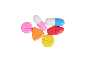 miniature drug model from japanese clay on white background