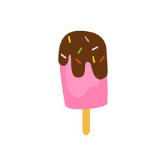 Cute ice cream on the white background.