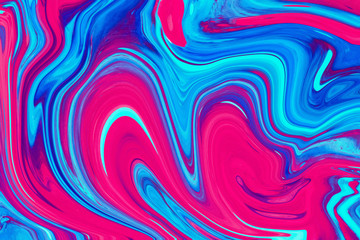 Abstract fluid painting art Mixed blue & turquoise & fuchia color