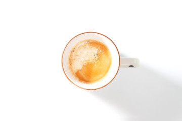 coffee cup in the morning light on white background