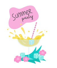 Cute cocktail on the white background.