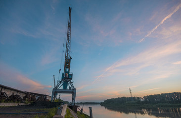 port crane on sunset 
