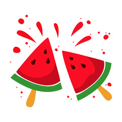 Colorful watermelon on the white background.