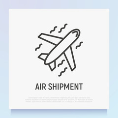 Air shipment thin line icon. Vector illustration for delivery service or logistic company.