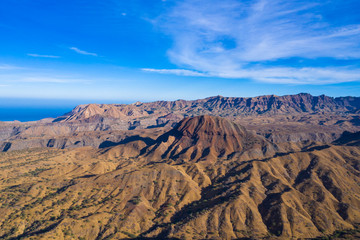 Fototapeta na wymiar Aerial view of Brianda mount in Rebeirao Manuel in Santiago island in Cape Verde - Cabo Verde