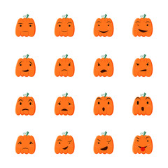 Halloween pumpkin icons set. Cartoon style design elements.