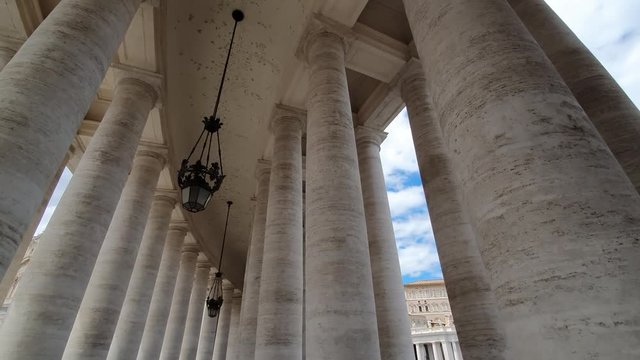 Great Famous Famous colonnade of St. Peter's Basilica in Vatican city in Italy