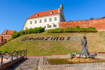 Old town of Grudziadz with beautiful architecture in sunny day