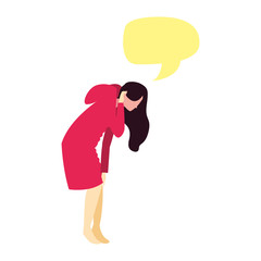 young woman with talk bubble