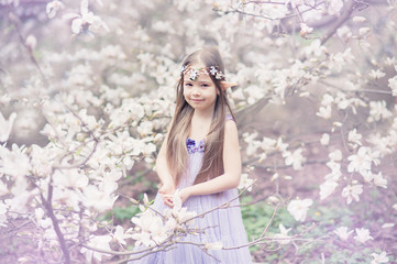 fairy tale girl. Portrait of mystic elf child. Cosplay character.