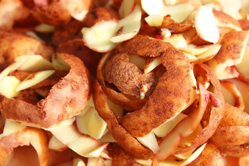 Potato peelings. Close-up. Background. Texture.