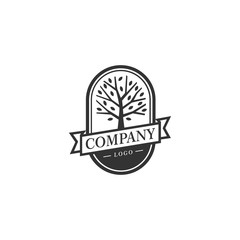 Tree of Life Stamp Seal / Emblem logo design vector