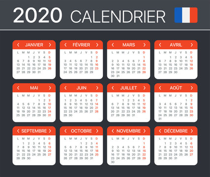 2020 Calendar - vector template illustration - French version