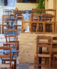 Fototapeta na wymiar Traditional taverna table at plaka Athens