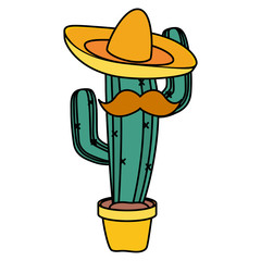 cactus plant with mexican hat and mustache