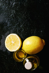 Limoncello in glass bottle