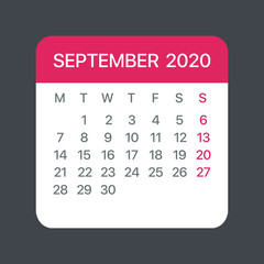 September 2020 Calendar Leaf - Vector template graphic Illustration