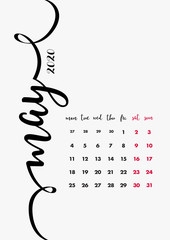 May 2020 Calendar. Desk Paper Calendar 2020 Design Concept. Vector Set 12 Months and Cover Page. Corporate Calendar Design Template A5.