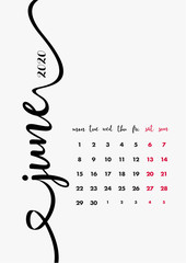 June 2020 Calendar. Desk Paper Calendar 2020 Design Concept. Vector Set 12 Months and Cover Page. Corporate Calendar Design Template A5.