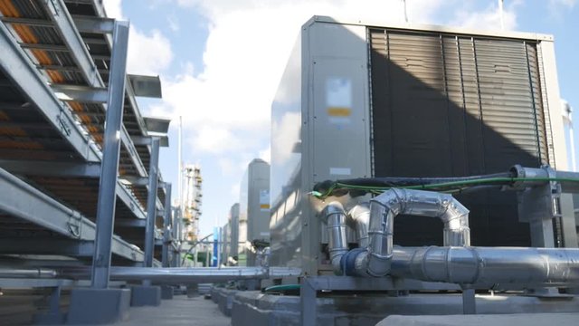 Air Condensing unit on top of building in refinery plant
