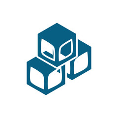 Ice cubes icon in flat style.Vector illustration.	