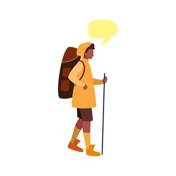 recommend clip art: young man with backpack travel talk bubble