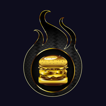 Gold Burger with Flame