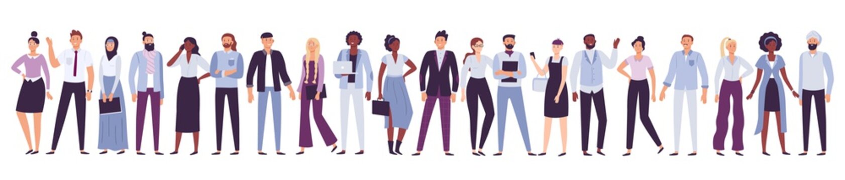 Business company people. Office team, multicultural collective workers group and businessman community vector illustration