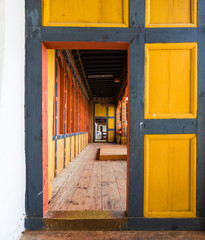 door and walkway Inside Trashigang Dzong in Trashigang, Bhutan