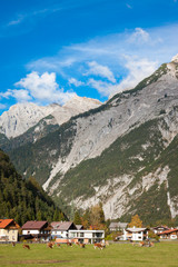 Fototapeta na wymiar Alpine Village, Scenic in Europan Alps