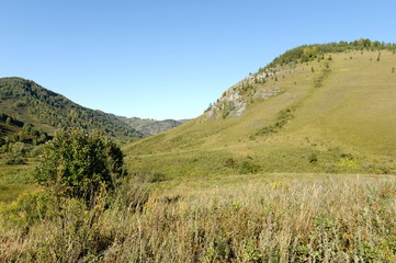   Early morning in the mountains of Altai Krai. Western Siberia 