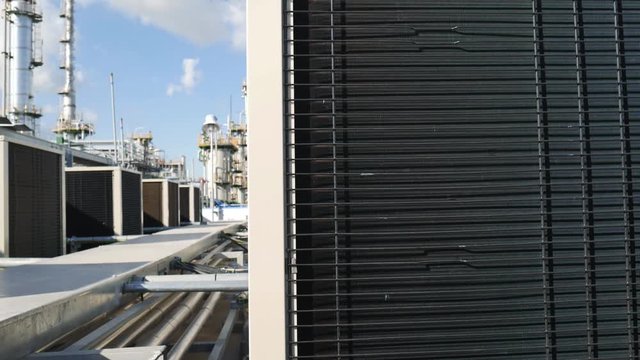 Air Condensing unit on top of building in refinery plant