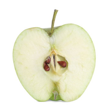 Green half apple, Granny Smith isolated on white background