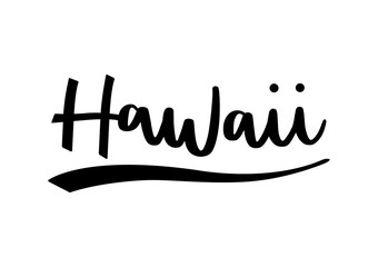 Hawaii hand lettering on white background