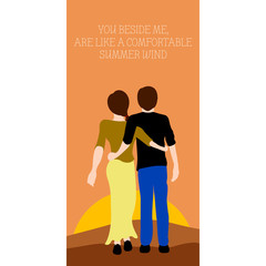 Romantic card with a happy couple - Vector